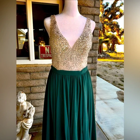 ROSEMORE Couture Prom Sheer Illusion Gown Flowing Long Draping Skirt! M - Picture 6 of 10